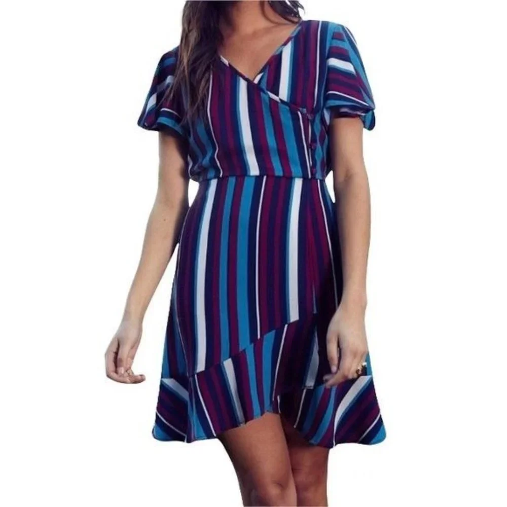 Band of Gypsies Annie Short Sleeve Ruffle Dress XS - Picture 1 of 15